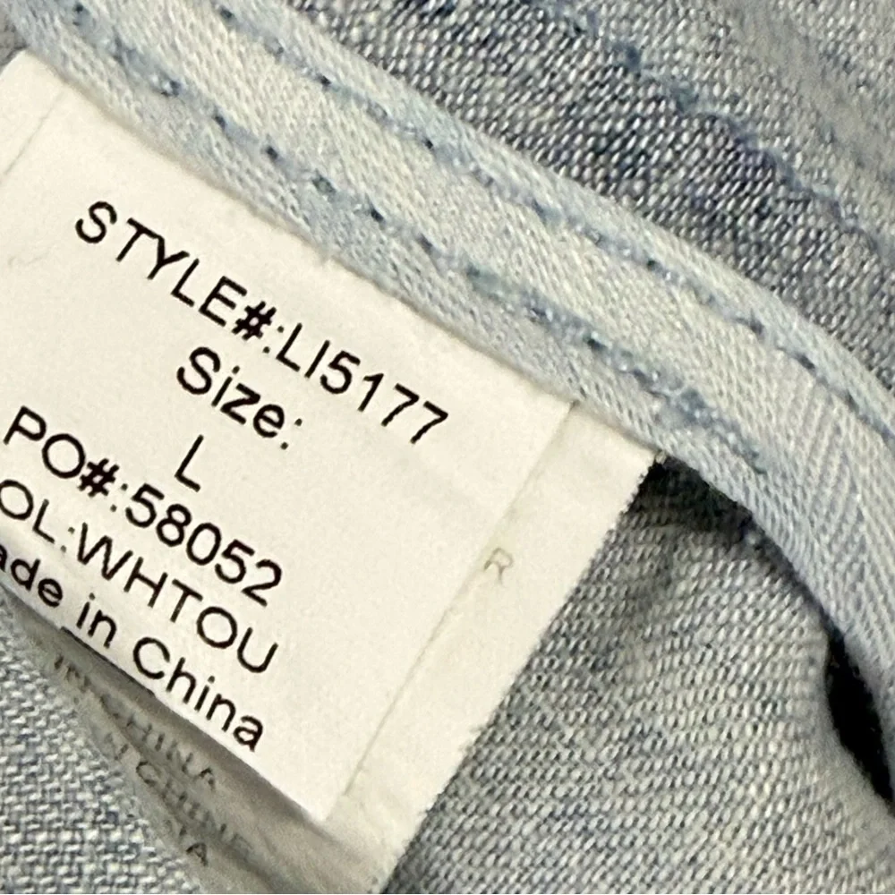 Linen Blend Level 99 Light Blue Chambray Utility Bomber Jacket Size L Large